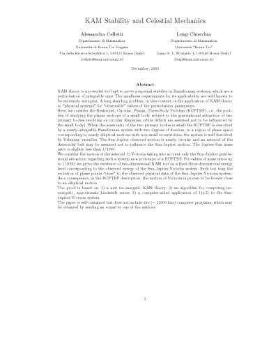 KAM stability and celestial mechanics