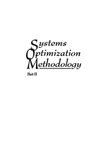 Systems Optimization Methodology, Part II