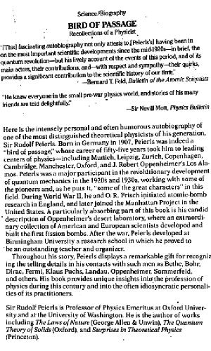 Bird of passage: recollections of a physicist