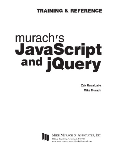 Murach's JavaScript and jQuery