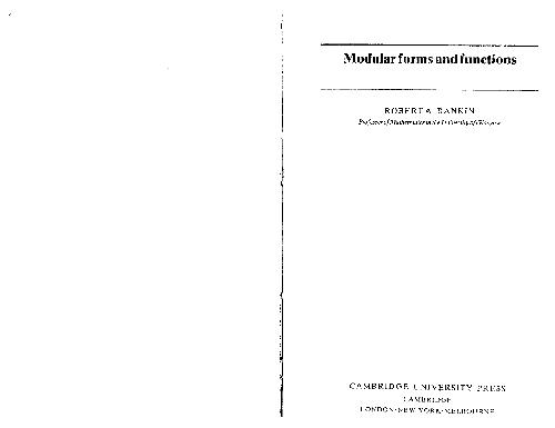 Modular forms and functions