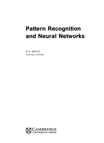 Pattern recognition and neural networks