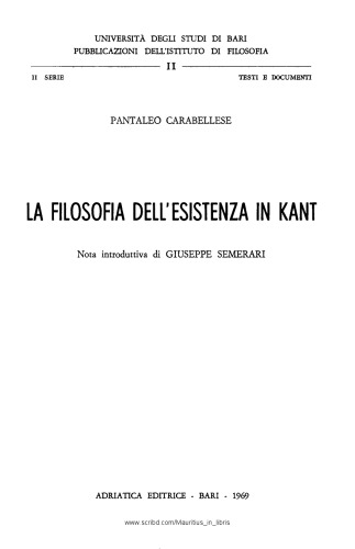 La filosofia dell'esistenza in Kant