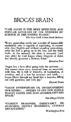 Broca's Brain: Reflections on the Romance of Science