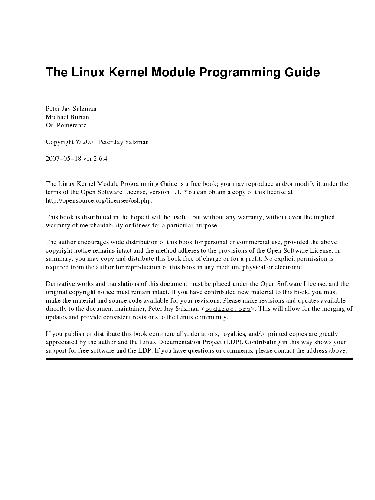 The Linux Kernel Module Programming Guide