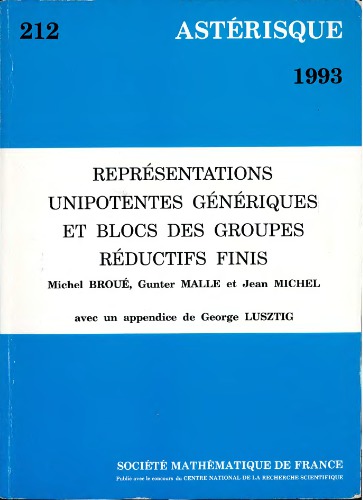 Représentations Unipotentes Génériques et Blocs des Groupes Réductifs Finis