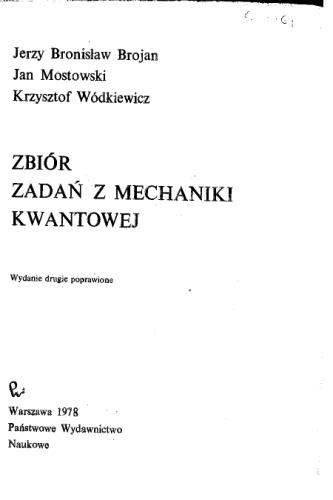 Zbiór Zadan z Mechaniki Kwantowej