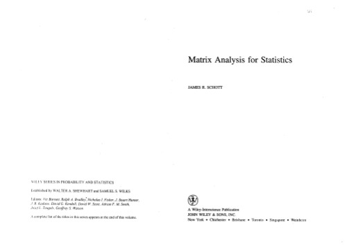Matrix analysis for statistics