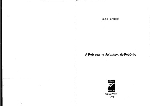 A pobreza no Satyricon, de Petrônio