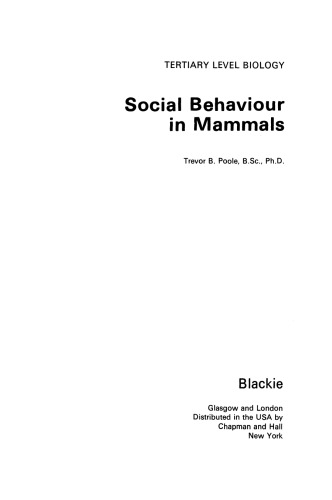 Social Behaviour in Mammals