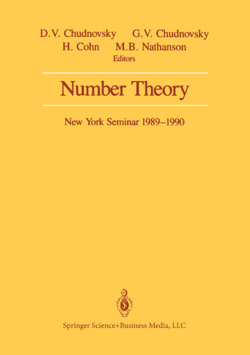 Number Theory: New York Seminar 1989–1990
