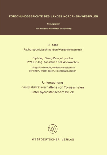 Untersuchung des Stabilitätsverhaltens von Torusschalen unter hydrostatischem Druck