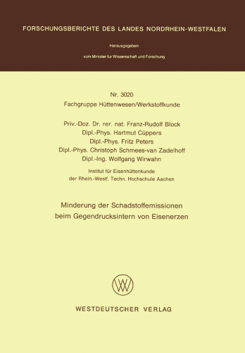 Minderung der Schadstoffemissionen beim Gegendrucksintern von Eisenerzen