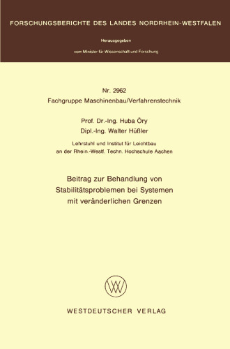 Beitrag zur Behandlung von Stabilitätsproblemen bei Systemen mit veränderlichen Grenzen