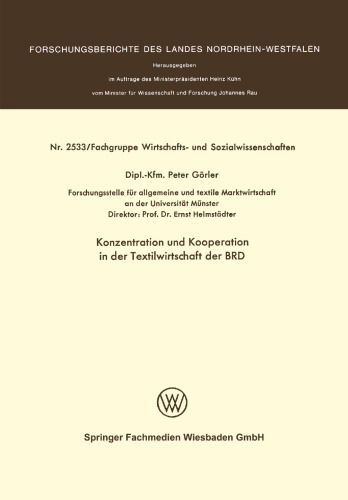 Konzentration und Kooperation in der Textilwirtschaft der BRD