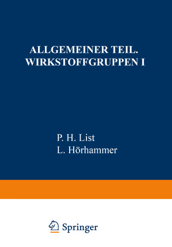Allgemeiner Teil. Wirkstoffgruppen I