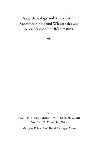Anaesthesie mit Gamma-Hydroxibuttersäure Experimentelle und Klinische Erfahrungen: Colloquium über experimentelle und klinische Erfahrungen mit Gamma- Hydroxibuttersäure am 24. Oktober 1970 in Hamburg-Eppendorf