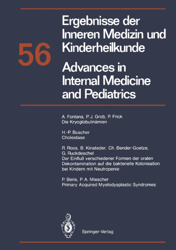 Ergebnisse der Inneren Medizin und Kinderheilkunde / Advances in Internal Medicine and Pediatrics: 56