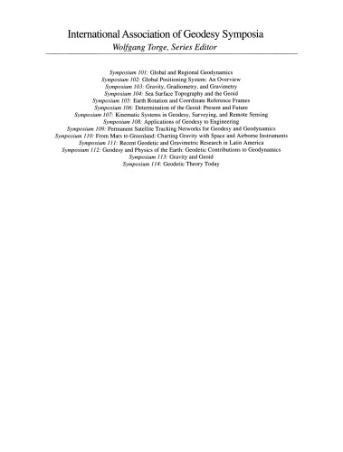 Geodetic Theory Today: Third Hotine-Marussi Symposium on Mathematical Geodesy L’Aquila, Italy, May 30–June 3, 1994