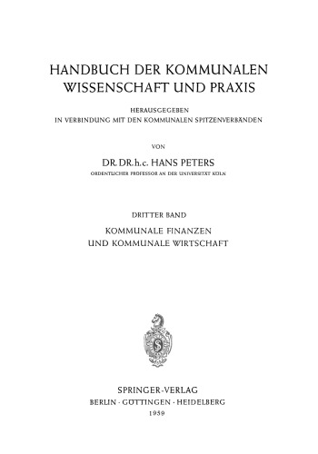 Kommunale Finanzen und Kommunale Wirtschaft