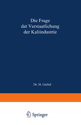 Die Frage der Verstaatlichung der Kaliindustrie