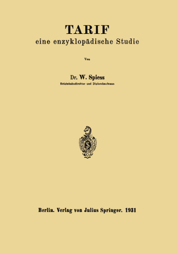Tarif: eine enzyklopädische Studie