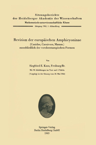 Revision der europäischen Amphicyoninae: (Canidae, Carnivora, Mamm.) ausschließlich der voroberstampischen Formen