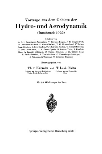Vorträge aus dem Gebiete der Hydro- und Aerodynamik (Innsbruck 1922)