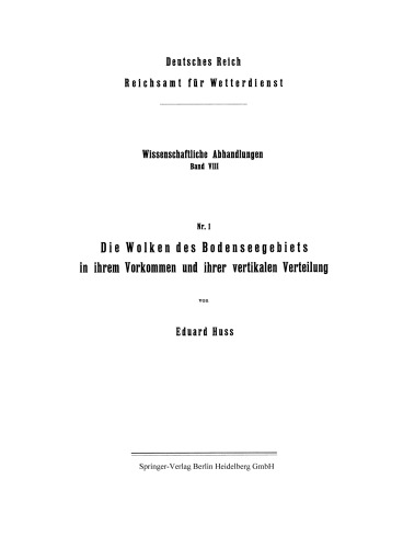 Die Wolken des Bodenseegebiets in ihrem Vorkommen und ihrer vertikalen Verteilung