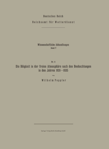 Die Böigkeit in der freien Atmosphäre nach den Beobachtungen in den Jahren 1931–1935