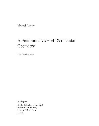 A Panoramic view of Riemannian Geometry