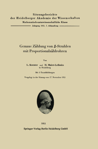 Genaue Zählung von ß-Strahlen mit Proportionalzählrohren