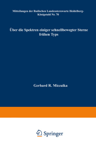 Über die Spektren einiger schnellbewegter Sterne frühen Typs