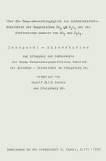 Über die Temperaturabhängigkeit der Dielektrizitäts-konstanten des Gasgemisches NO2 ⇄ N2O4 und die elektrischen Momente von NO2 und N2O4