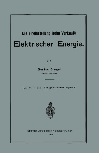 Die Preisstellung beim Verkaufe Elektrischer Energie