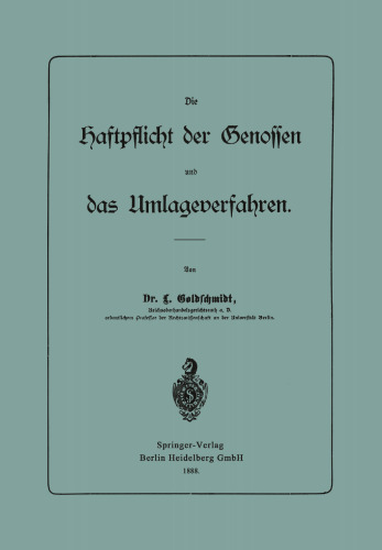 Die Haftpflicht der Genossen und das Umlageverfahren
