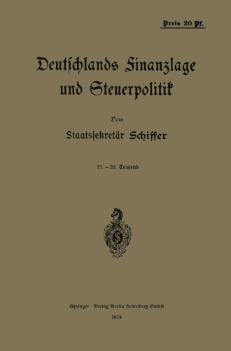 Deutschlands Finanzlage und Steuerpolitik