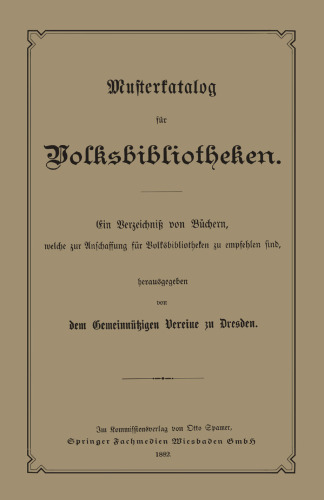 Musterkatalog für Volksbibliotheken: welche zur Anschaffung für Volksbibliotheken zu empfehlen sind