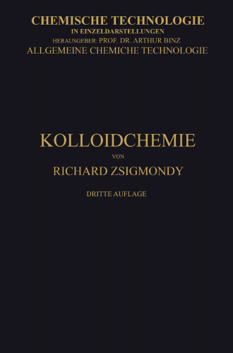 Kolloidchemie Ein Lehrbuch