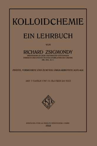Kolloidchemie: Ein Lehrbuch