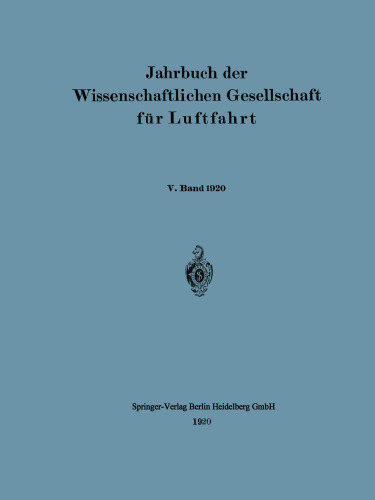 Jahrbuch der Wissenschaftlichen Gesellschaft für Luftfahrt