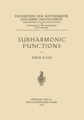 Subharmonic Functions