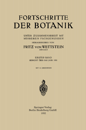 Fortschritte der Botanik: Unter Ƶusammenarbeit mit Mehreren Fachgenossen