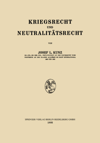 Kriegsrecht und Neutralitätsrecht