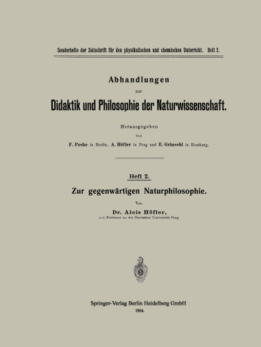 Zur gegenwärtigen Naturphilosophie