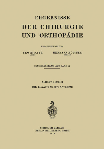 Die Luxatio Cubiti Anterior