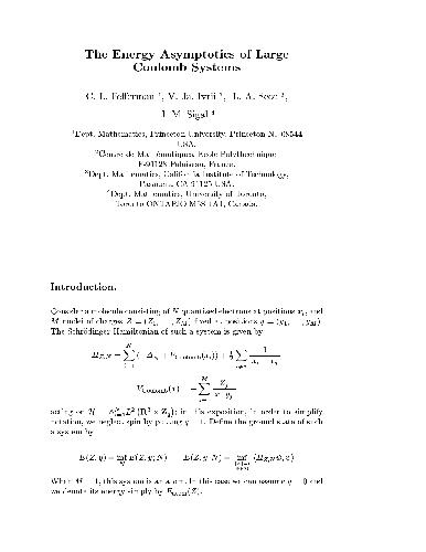 The energy asymptotics of large Coulomb systems Lecture Notes in Physics
