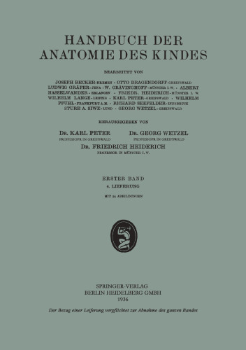 Handbuch der Anatomie des Kindes: Erster Band