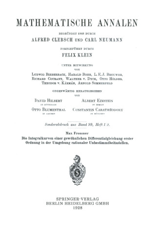 Die Integralkurven einer gewöhnlichen Differentialgleichung erster Ordnung in der Umgebung rationaler Unbestimmtheitsstellen