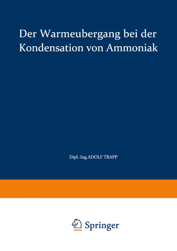 Der Wärmeübergang bei der Kondensation von Ammoniak